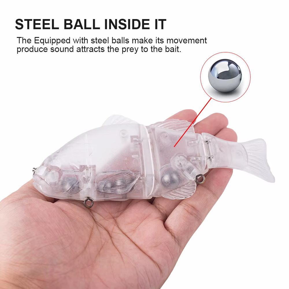 Hanlin Swimbait Articulado - Señuelo blanco plástico duro con anillos - imagen 4