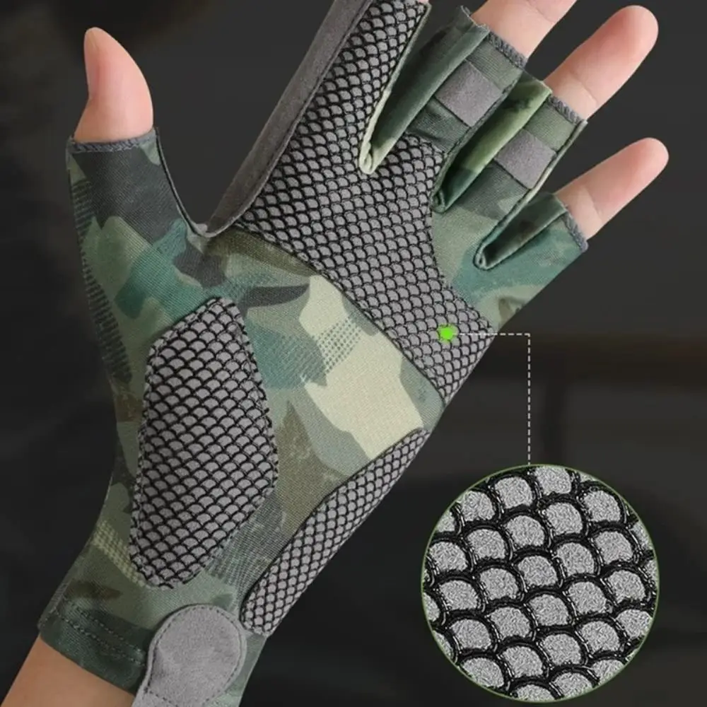 Guantes de pesca sin dedos antideslizantes elásticos transpirables - imagen 5