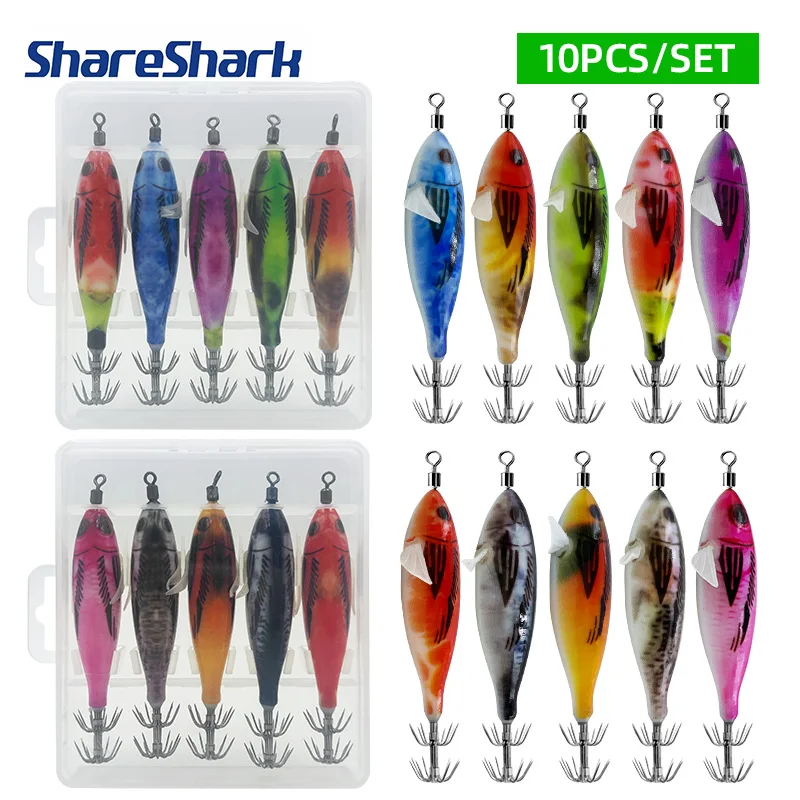 ShareShark 2 Box señuelos luminosos para calamar de pesca nocturna