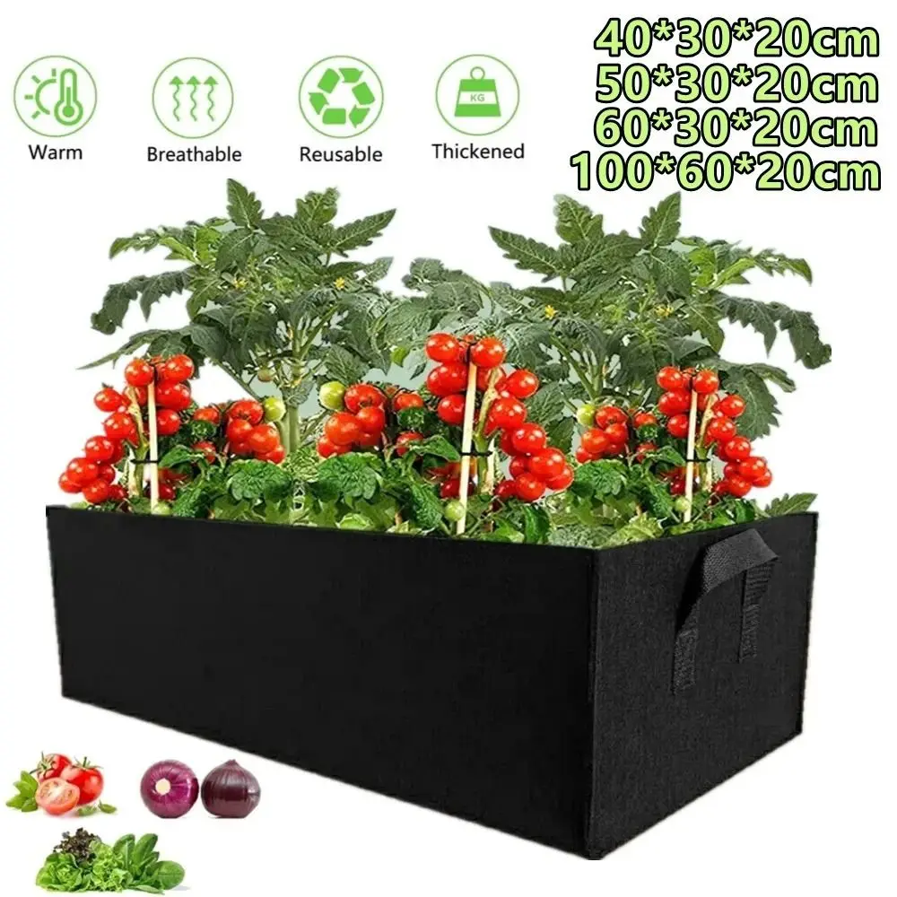 Bolsa de cultivo de fieltro con asas rectangular para verduras