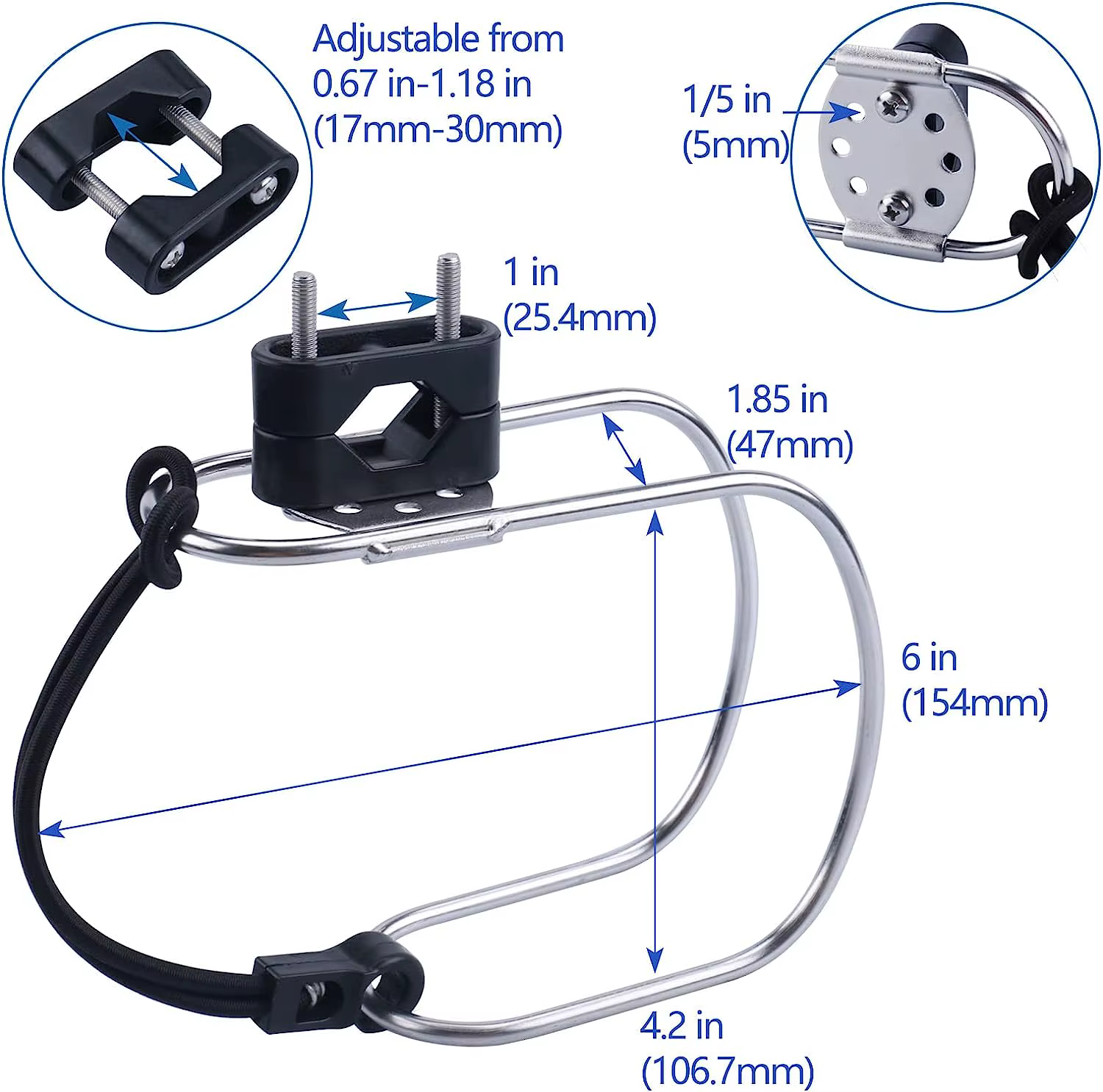 Soporte anillo salvavidas acero inoxidable compatible Rial 7/8~1 - imagen 4