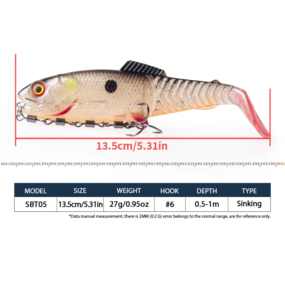 Hanlin swimbait de silicona con cola en T para lucios y lubinas - imagen 4