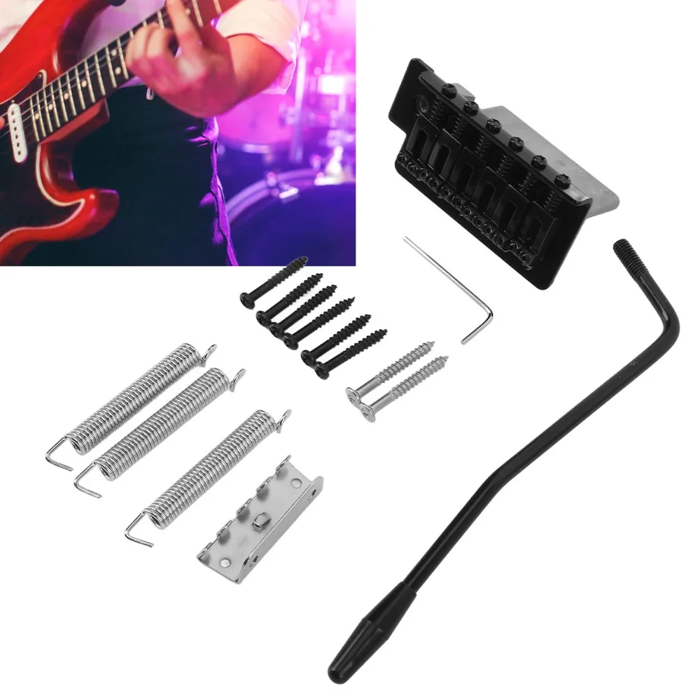 Puente de guitarra tipo tremolo metálico negro/plata de reemplazo