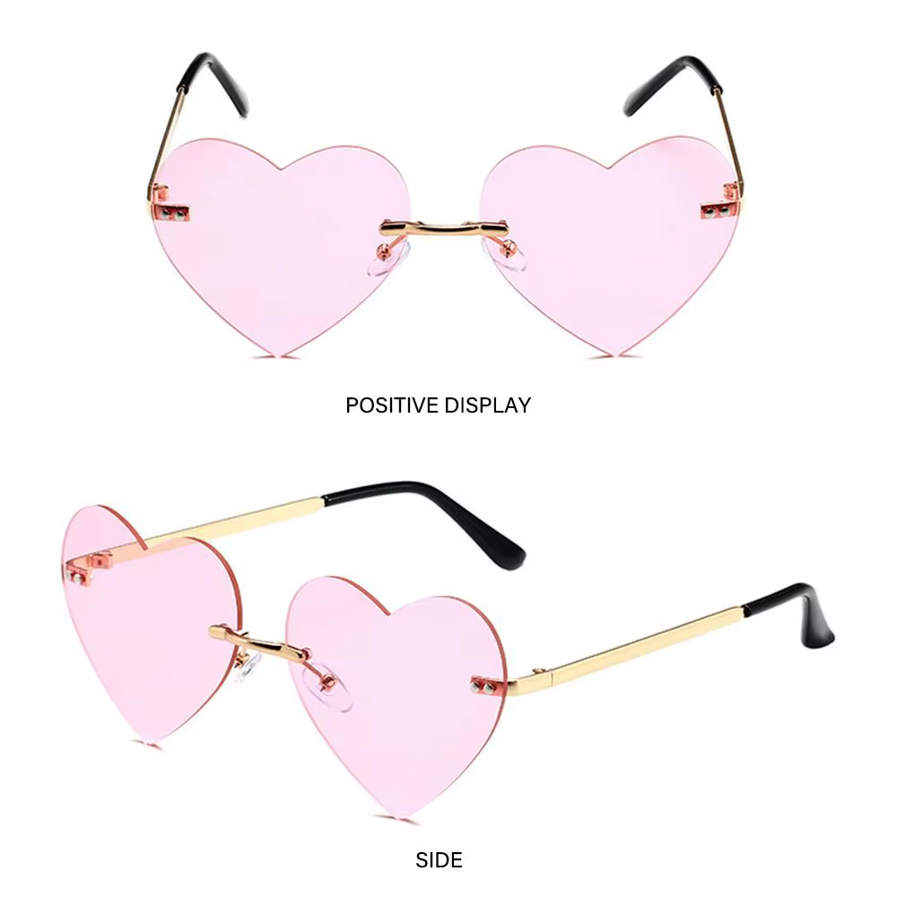 Disfraz Hippie gafas de sol corazón sin montura metal rosas Cosplay - imagen 5
