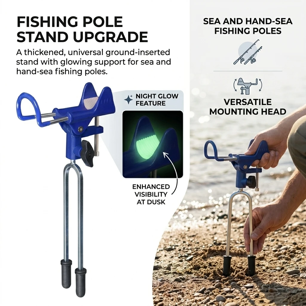 Soporte cañas pesca acero inoxidable 304 giratorio 360° y pico tierra - imagen 4