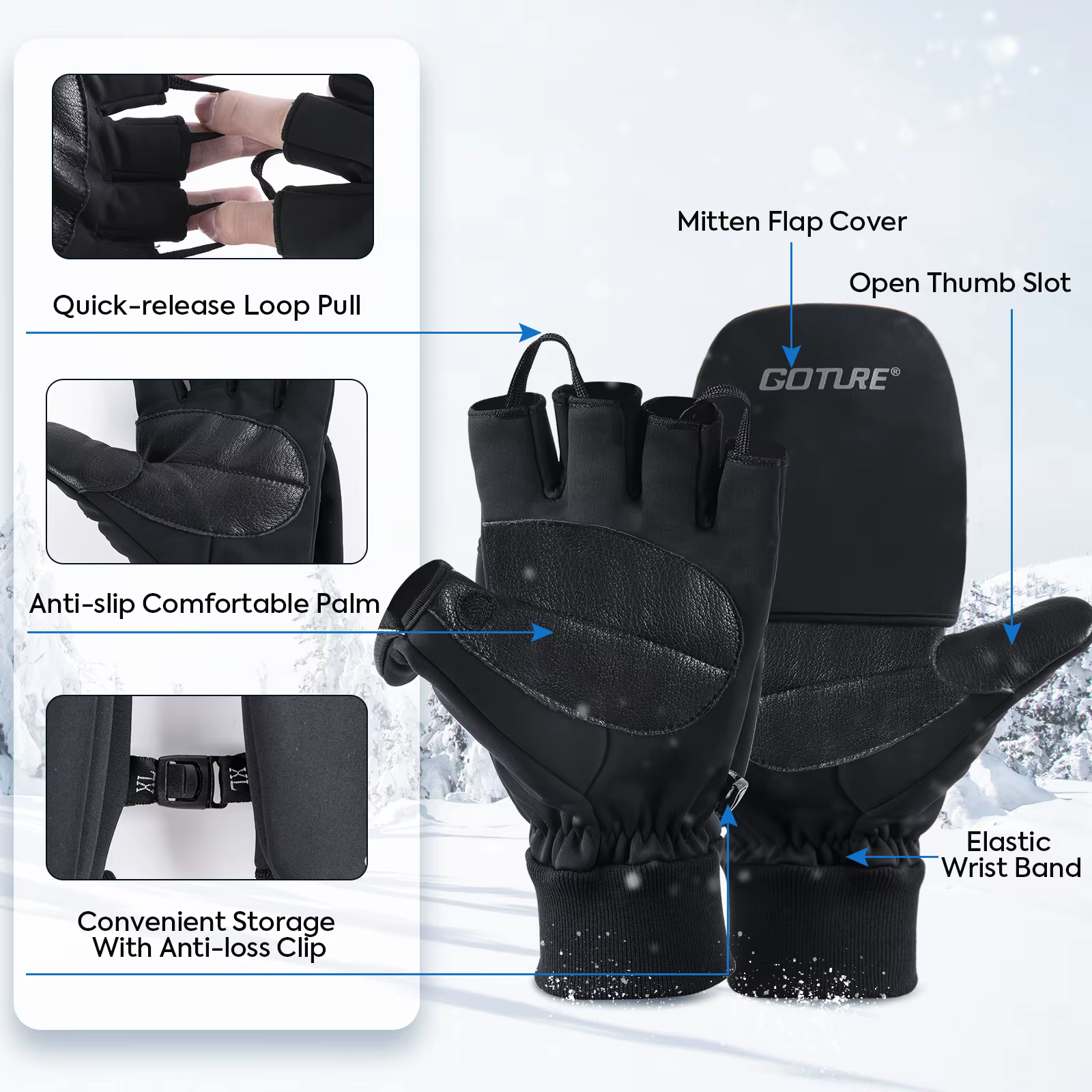 Goture Guantes de pesca térmicos impermeables con pantalla táctil