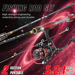 Combo pesca spinning lubina Sougayilang: caña carbono giratoria