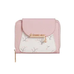 Cartera de mujer floral minimalista de cuero PU con cremallera