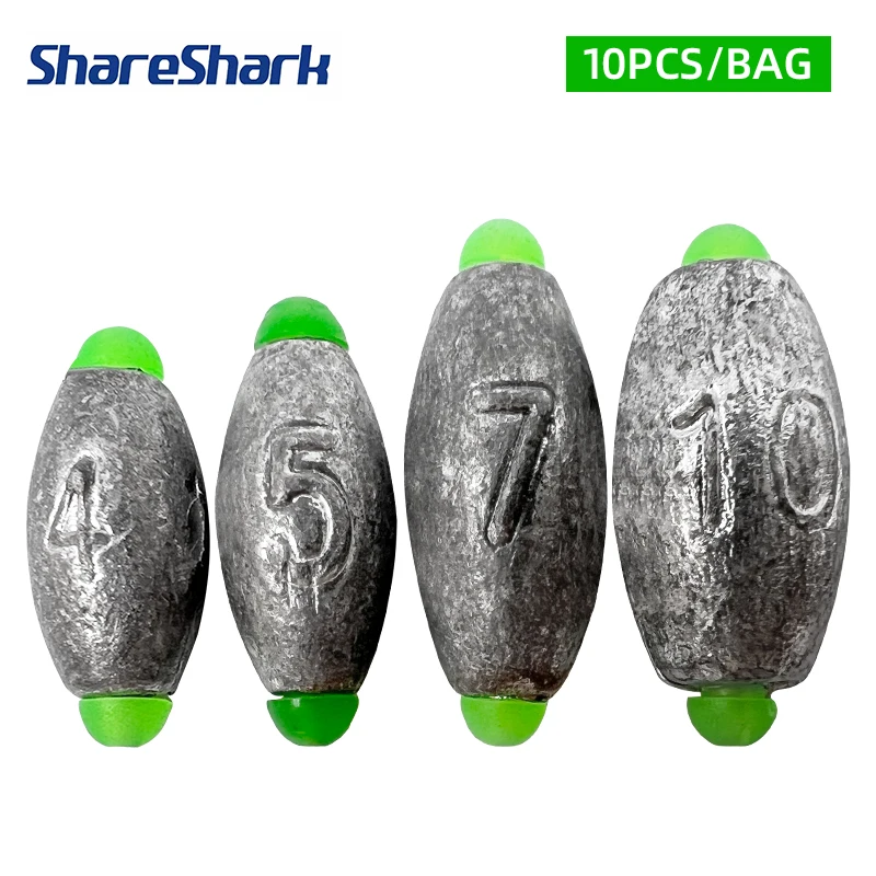 Plomos bala oliva ShareShark de larga distancia para pesca en mar