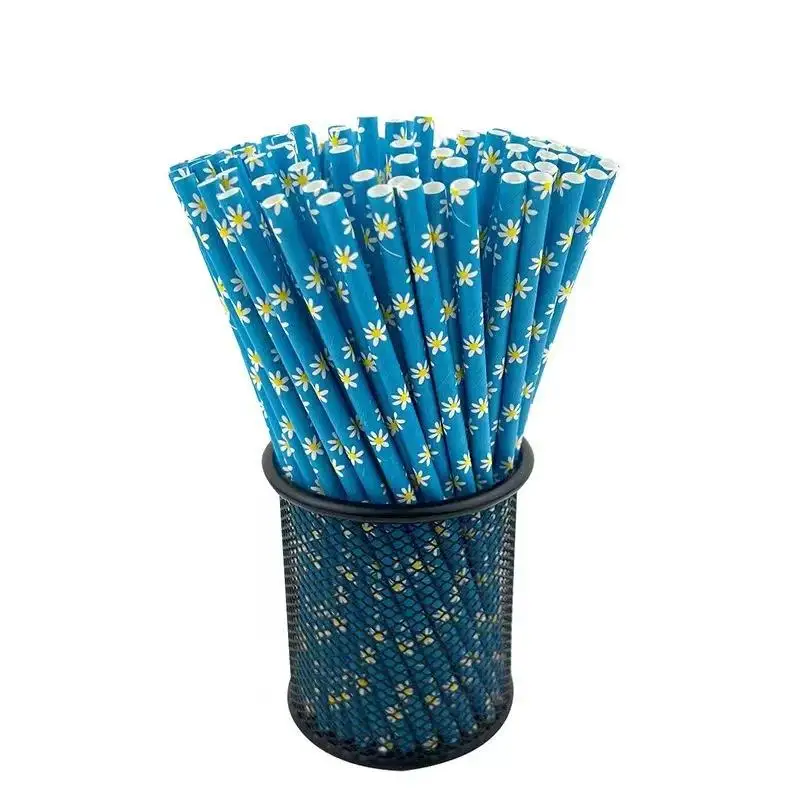 Pajitas de papel margaritas y pétalos de rosa para bodas y té