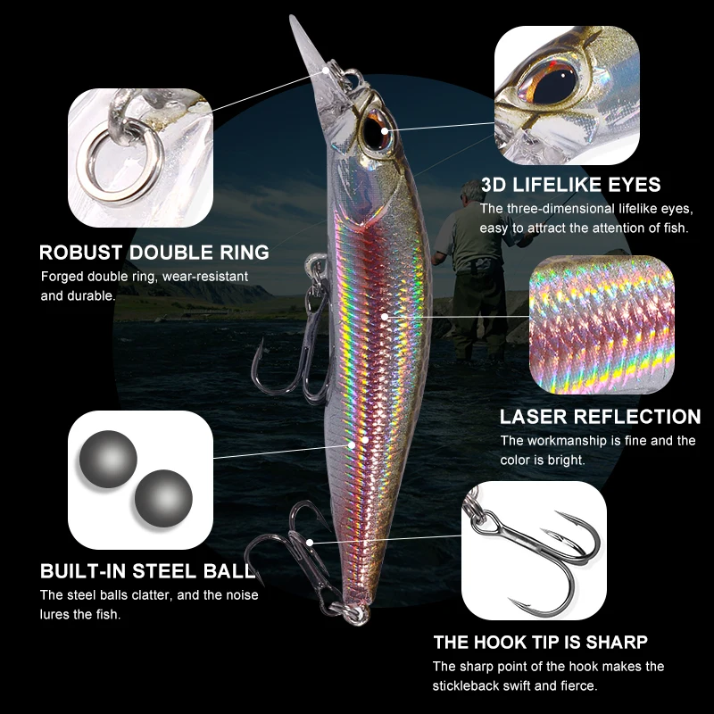Señuelos Minnow 7.5cm para lubina y trucha - imagen 4
