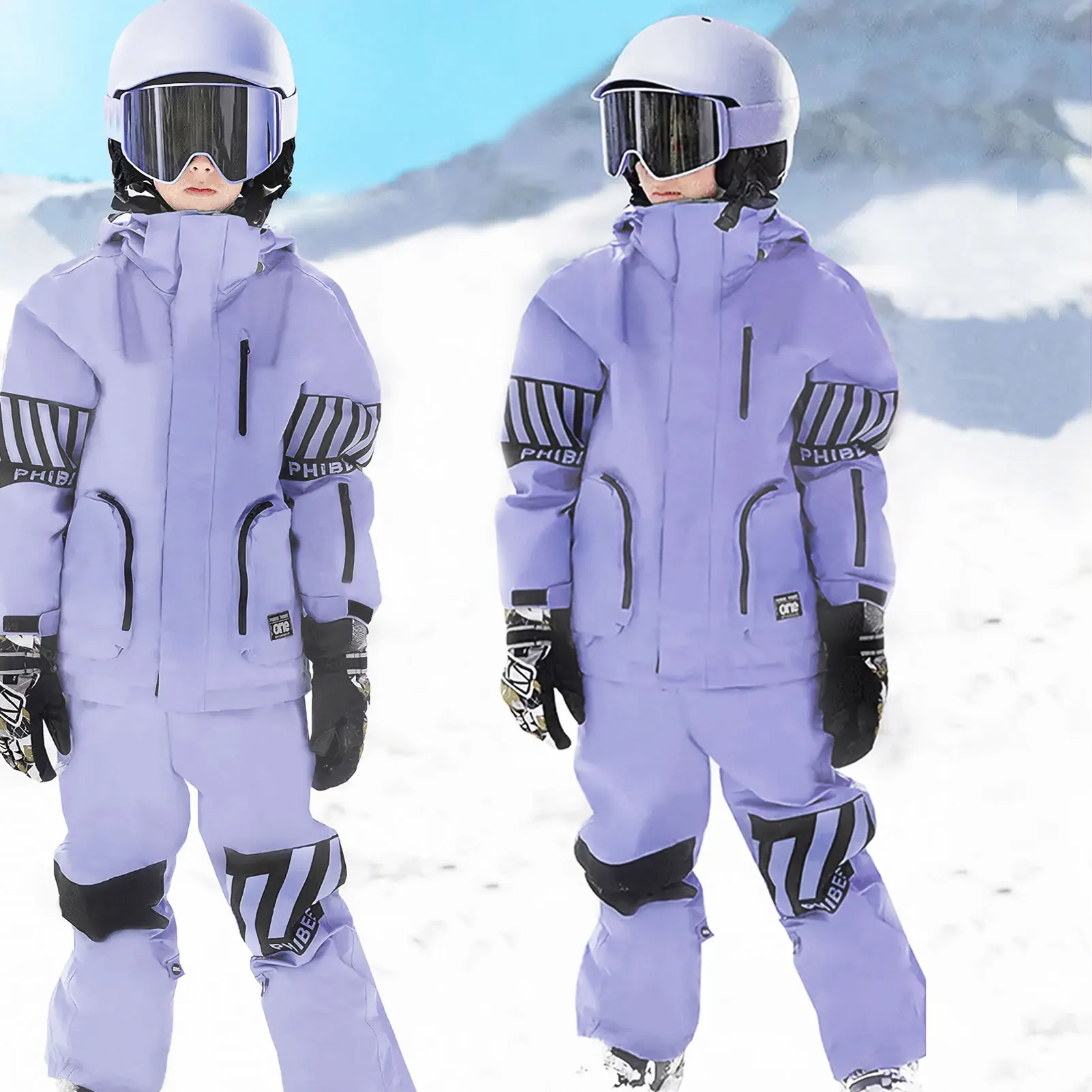 Conjunto snowboard infantil impermeable: chaqueta y pantalón cálidos - imagen 5