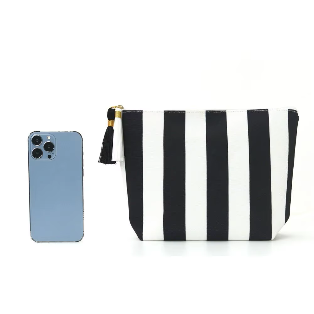 Bolsa de Maquillaje Pana a Rayas – Gran Capacidad para Viajes - imagen 3