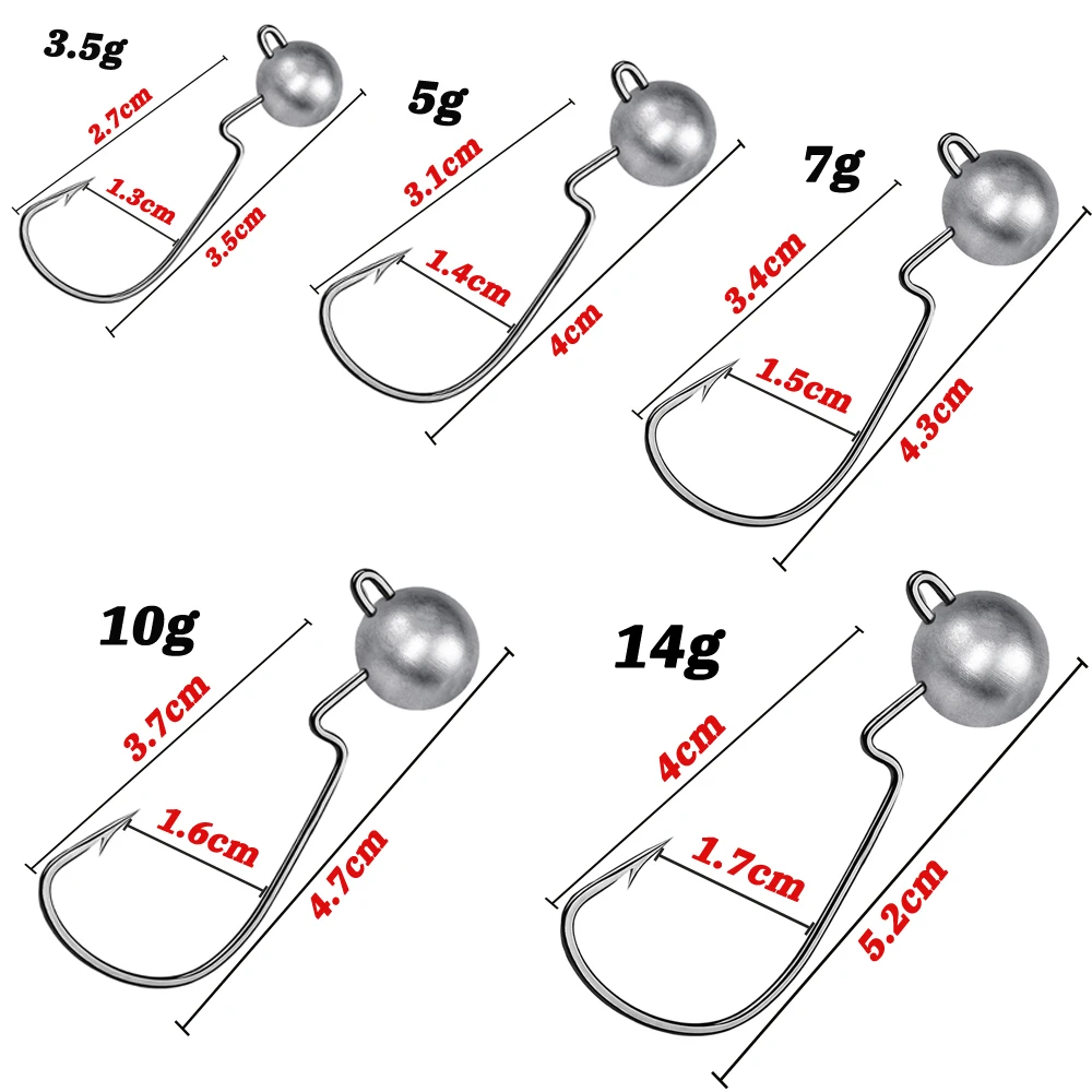 Juego de 5 anzuelos jig head GOBAIT en diferentes pesos