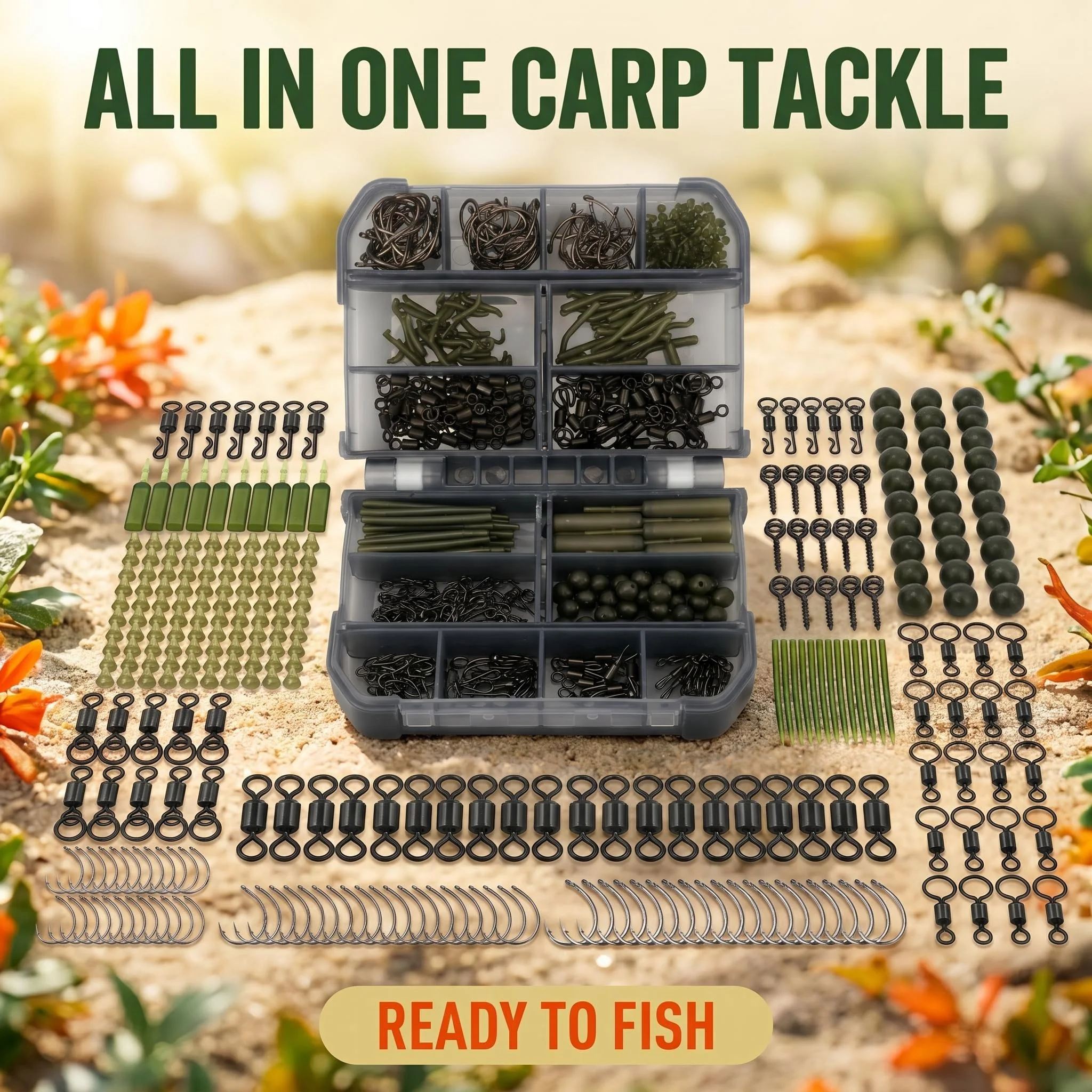 Emerillones y broches de pesca para carpa, kit antienredos - imagen 2