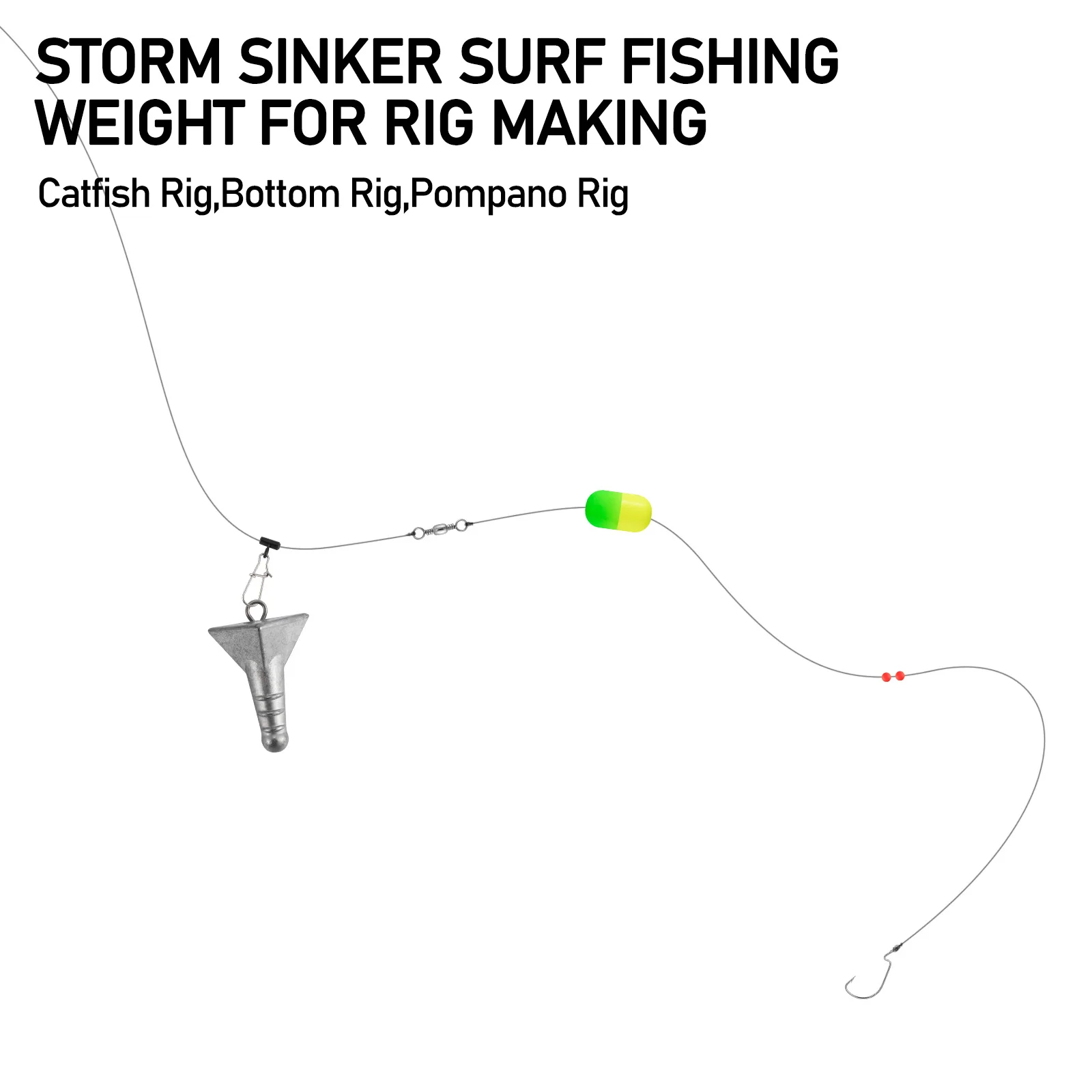 Plomada pirámide de surf para aparejo Pompano y pez gato - imagen 4