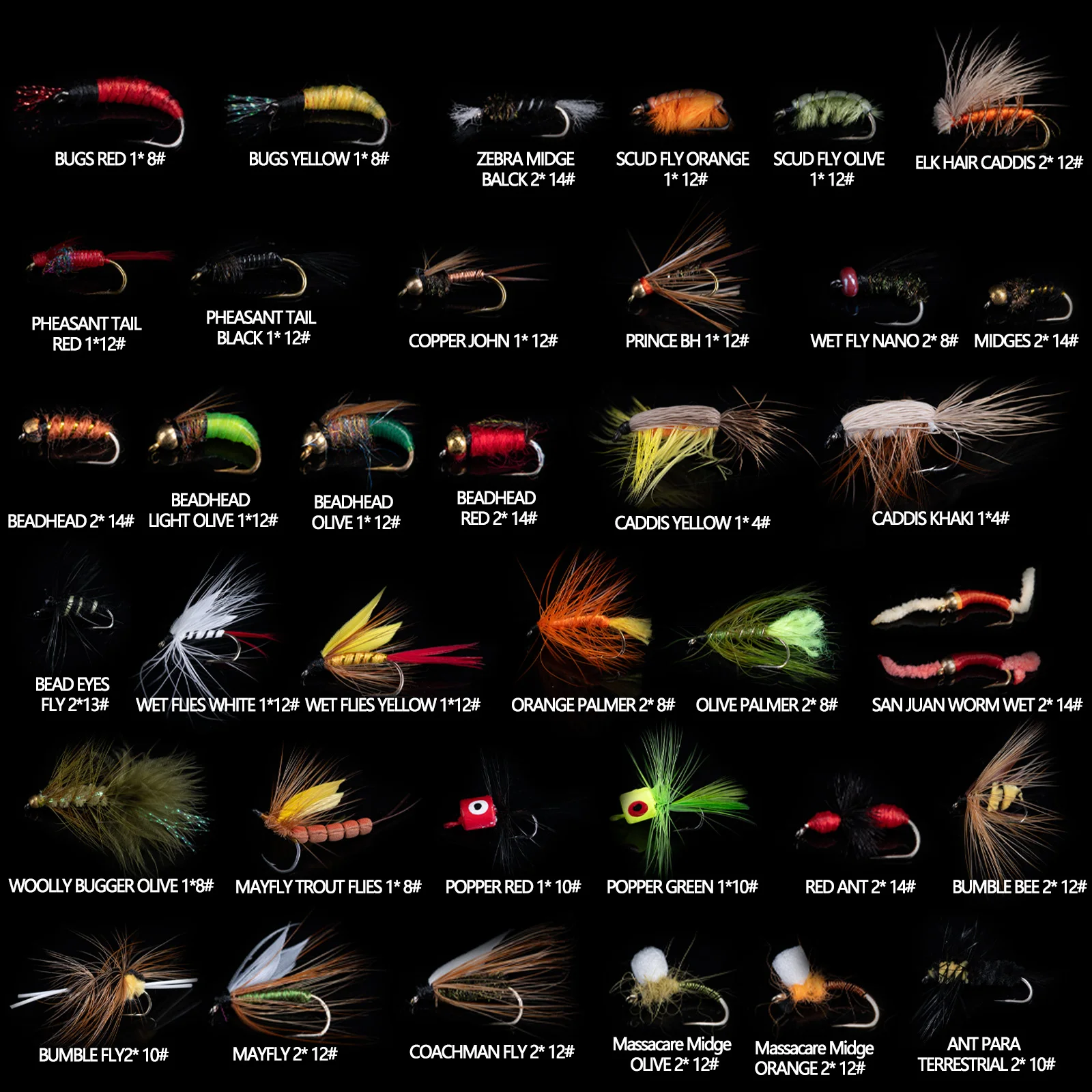 Goture Moscas de Pesca secas, ninfas y popper con estuche - imagen 4