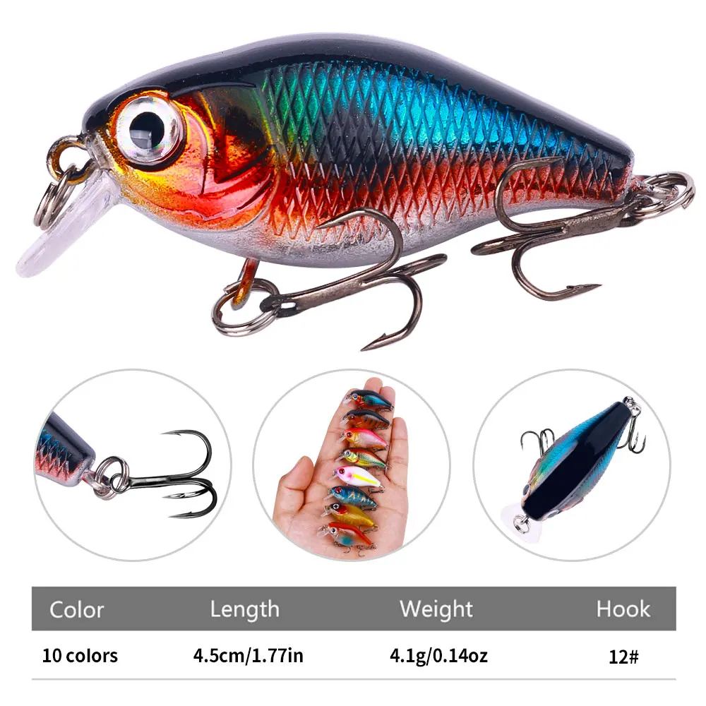 Set de 10 crankbaits y wobblers de 4.5cm para pesca de lubina y lucio