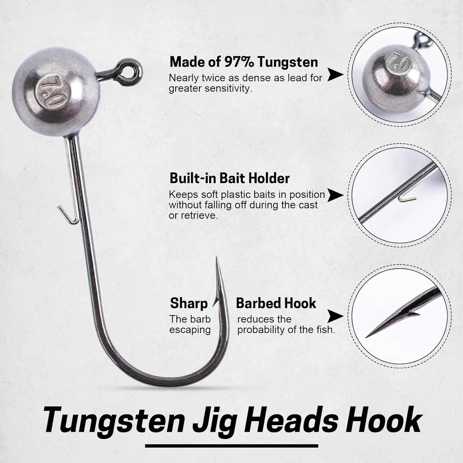 Anzuelos Jig Head con púas vástago largo para vinilo resistente - imagen 2
