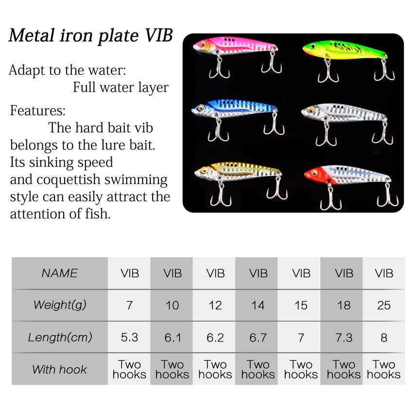 Señuelos VIB metálicos 7-15g para perca – cucharas vibratorias - imagen 4