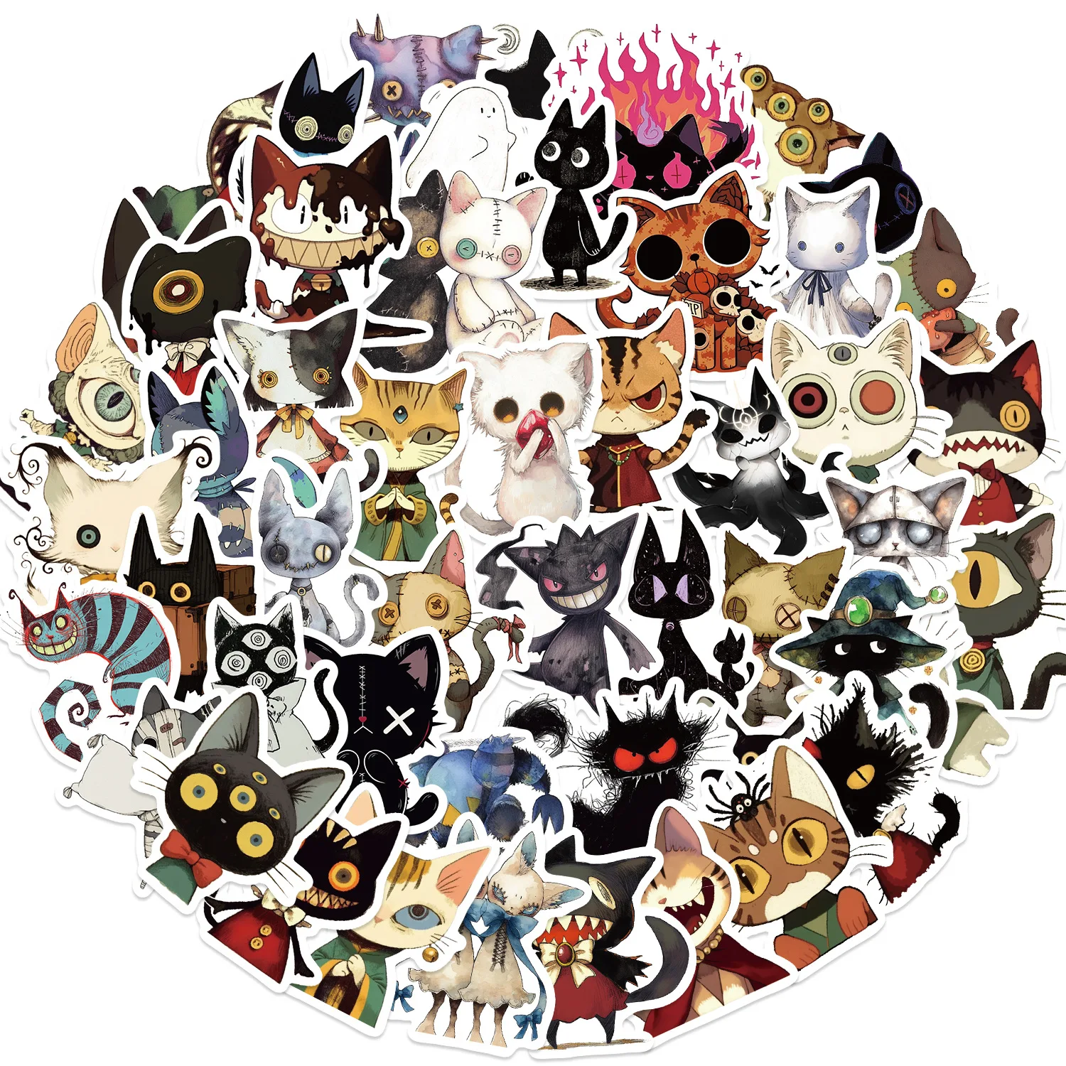 Pegatinas Graffiti Góticos Gatos Dibujo Animado – Diseño ImpermeableDIY