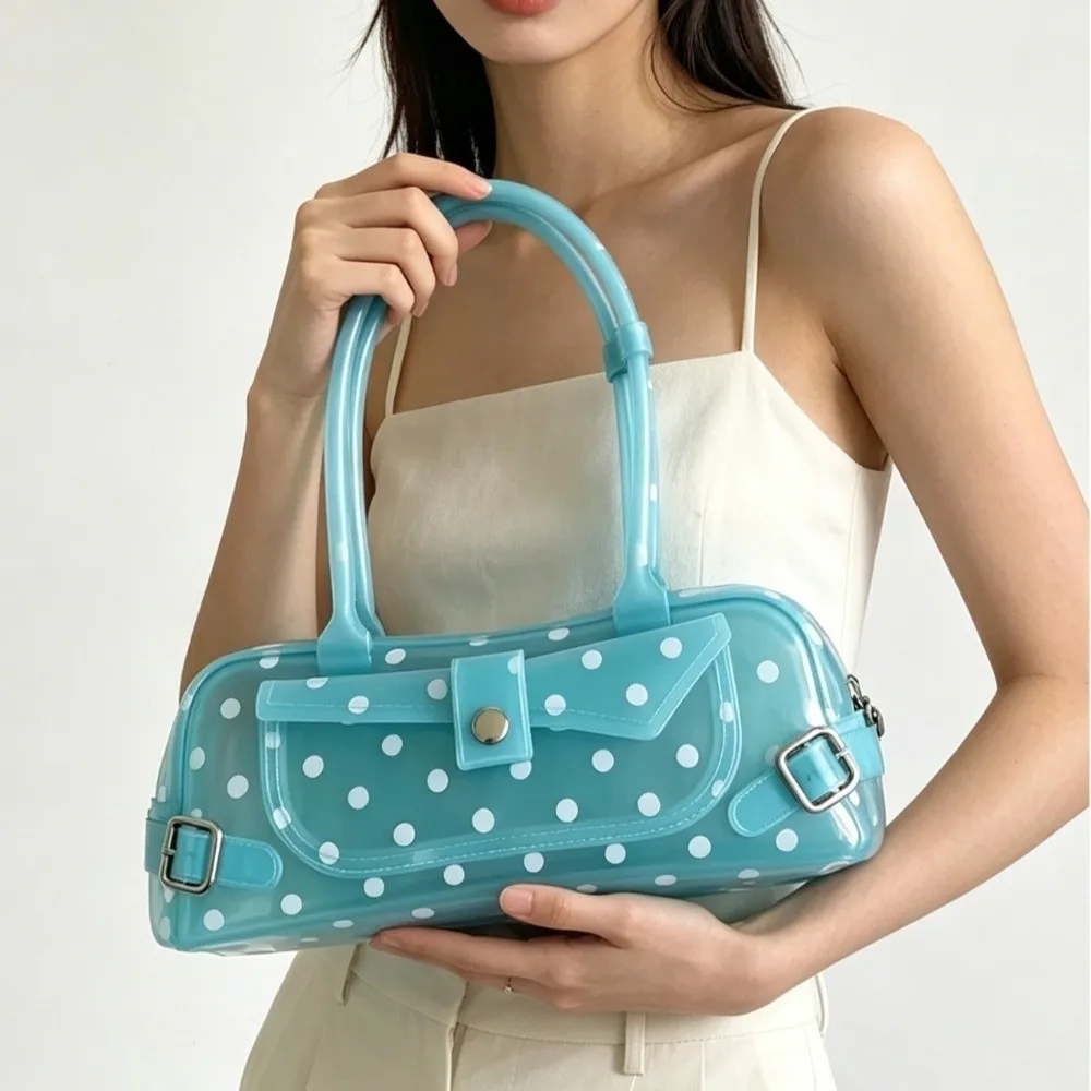 Bolso PVC transparente lunares mini impermeable con asa para playa - imagen 3
