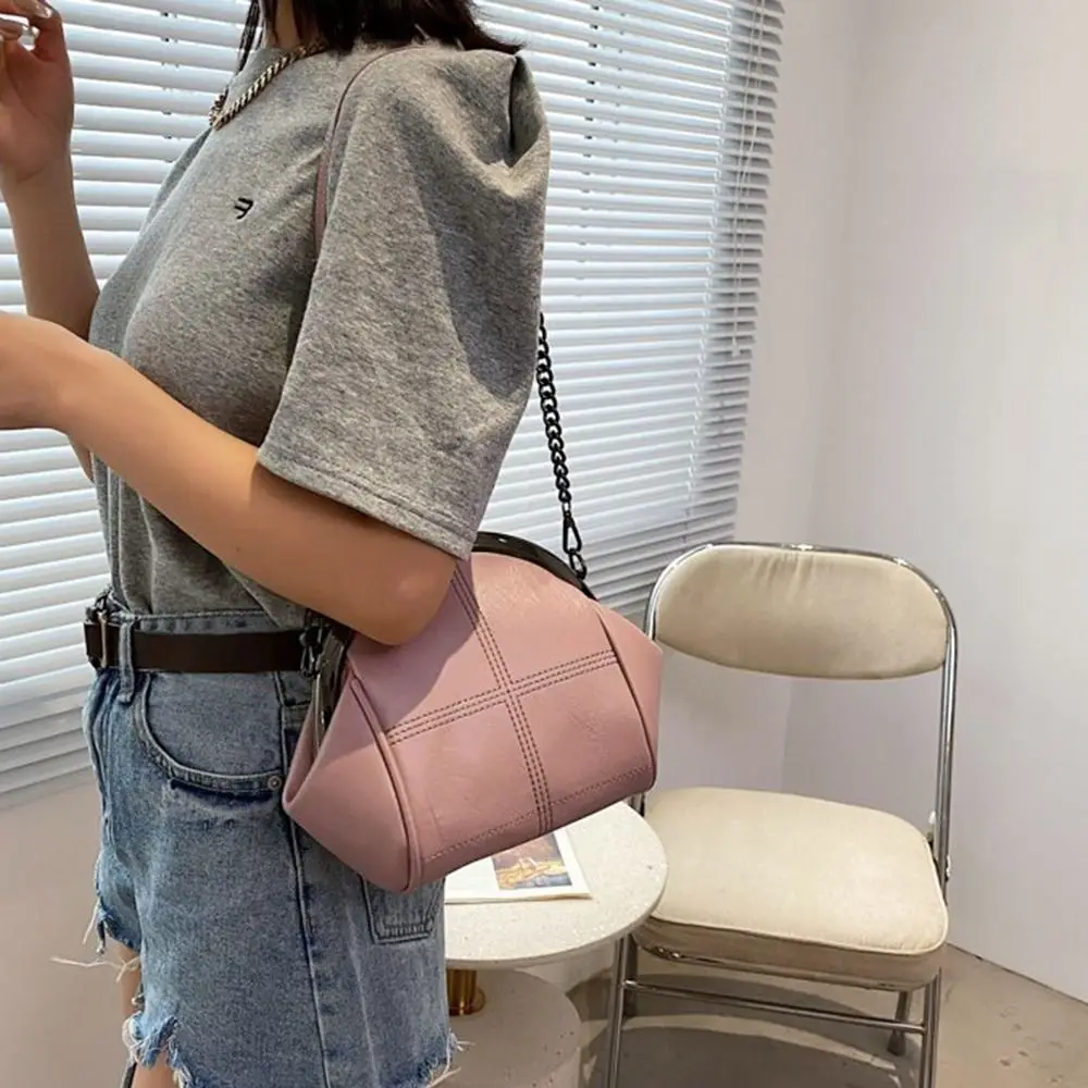 Bolso de Pesca cuero PU vintage con bandolera, cierre clip diario - imagen 4