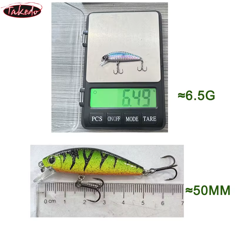Señuelo Minnow Hundimiento Lento TAKEDO 50mm – VMC con Anzuelos Triples - imagen 4