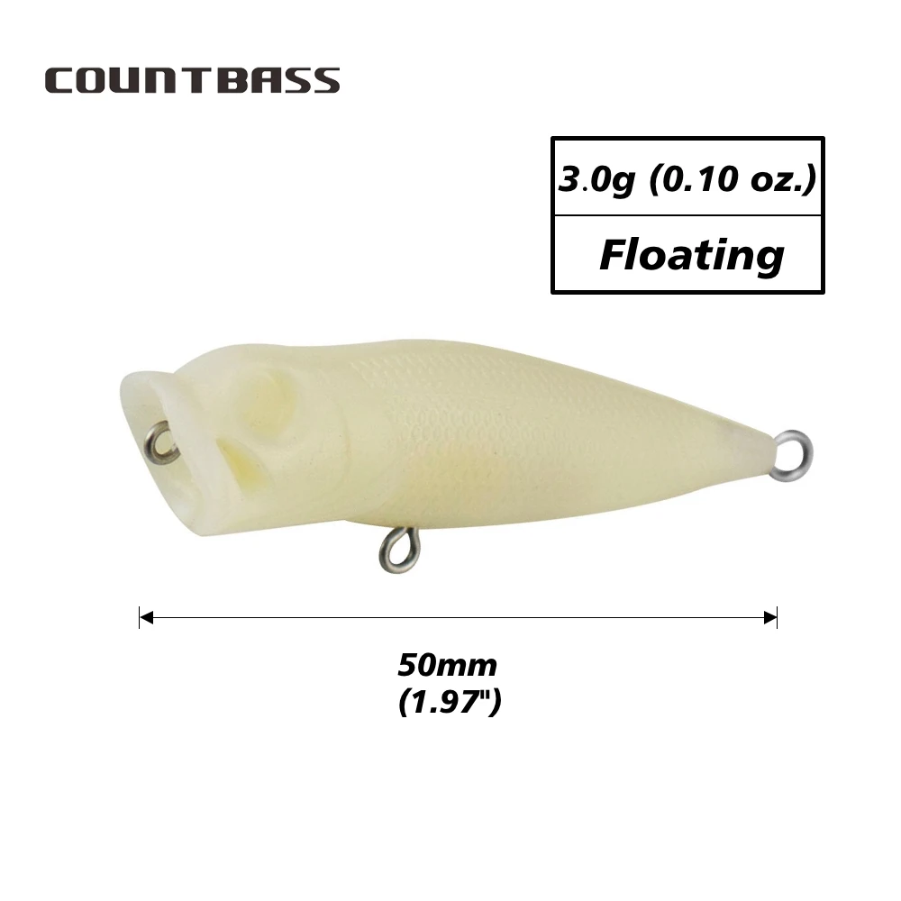 Countbass Popper 50mm – Señuelo flotante de superficie sin pintar - imagen 5