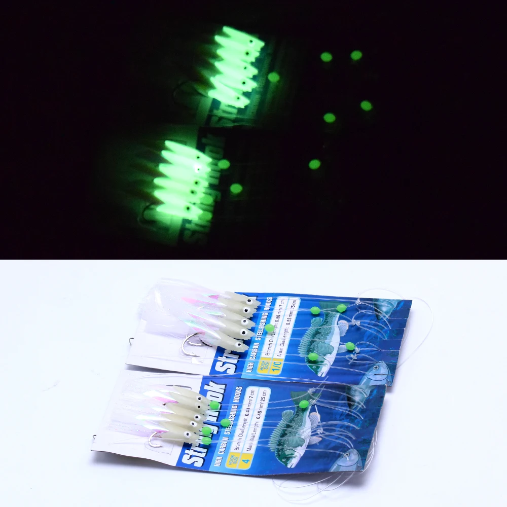Señuelos Sabiki agua salada con piel de pez real para macarela - imagen 3