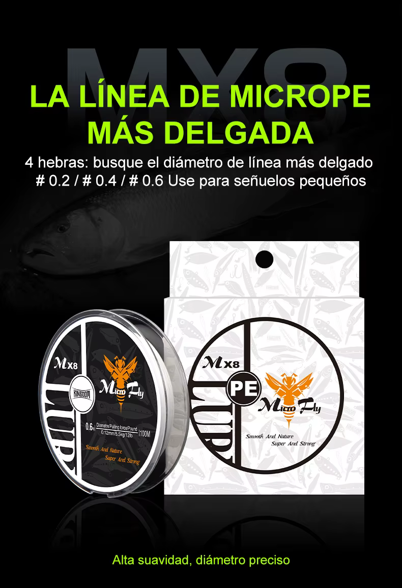 Detalle del calibre de la línea trenzada