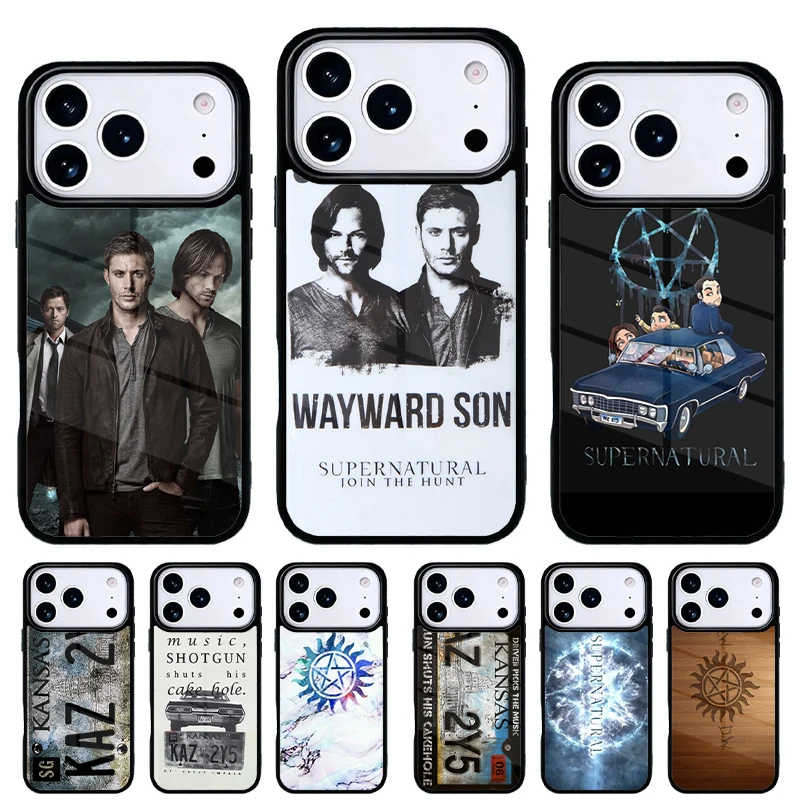 Funda de madera Supernatural con logotipo para iPhone