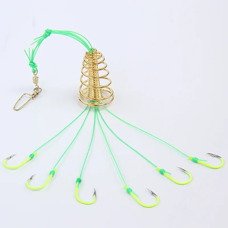 Anzuelos de pesca con resorte fluorescentes anti-enredos para carpa