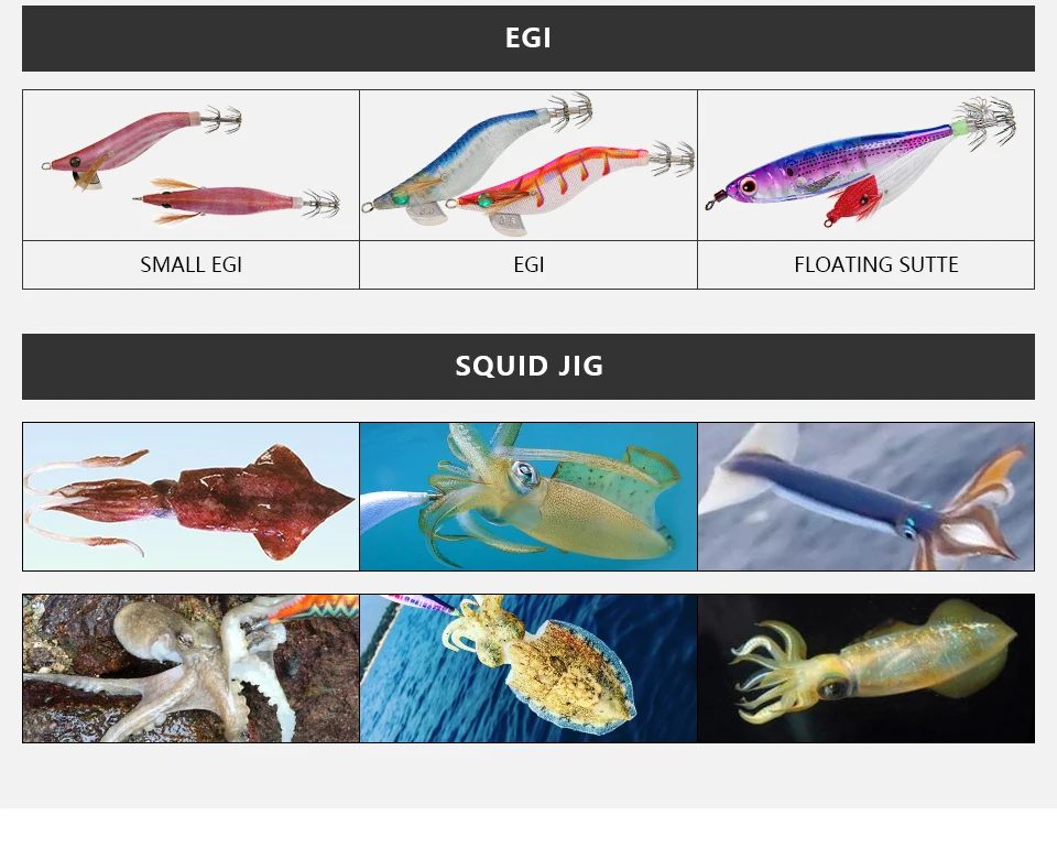 Señuelos Egi compatibles con la caña LETOYO