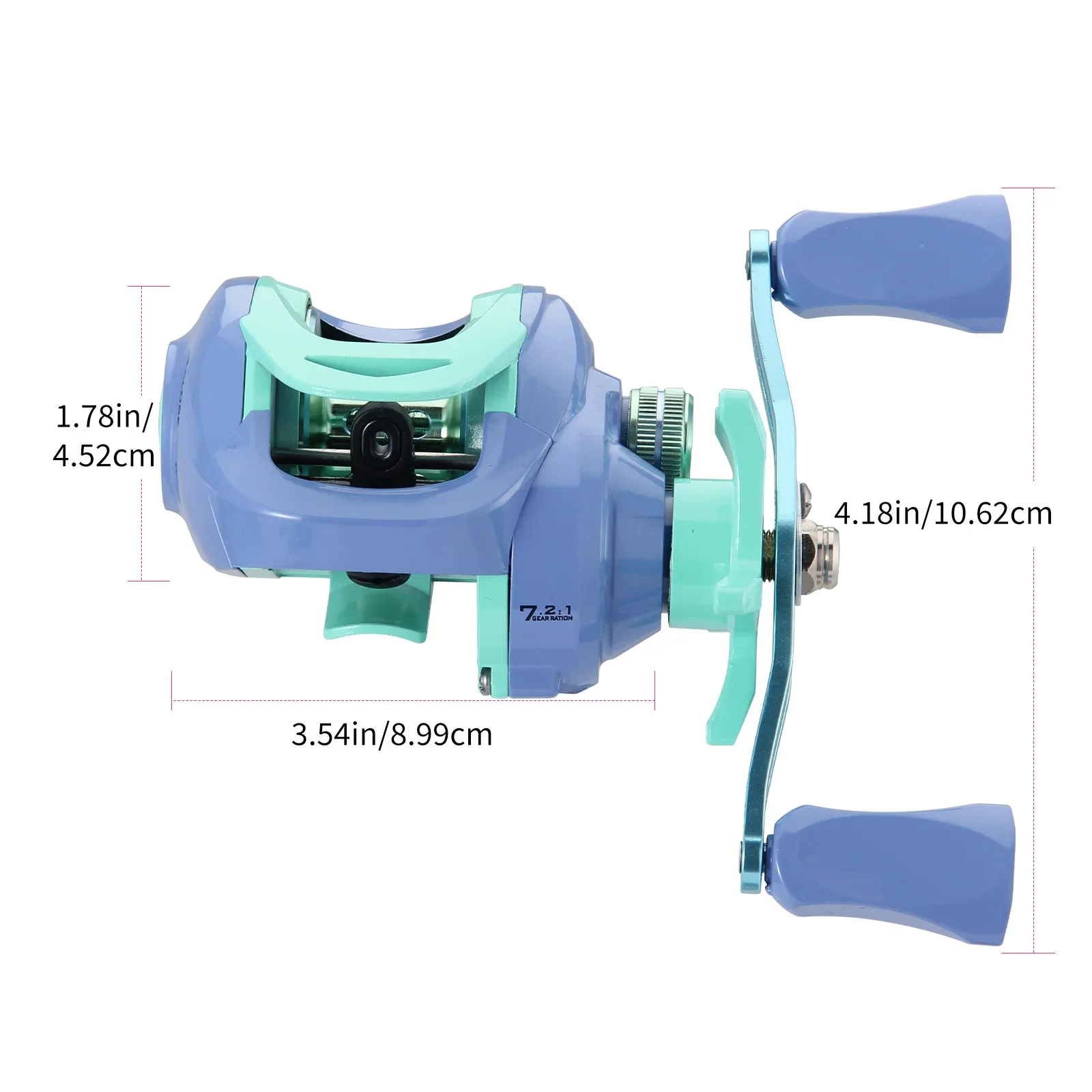 Vista lateral del carrete DV Baitcasting