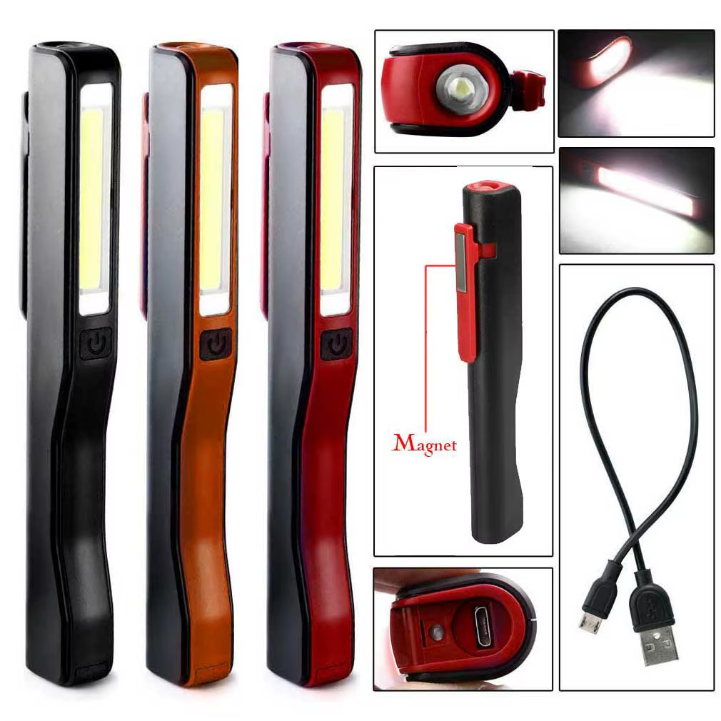 Luz LED COB magnética recargable USB para pesca nocturna