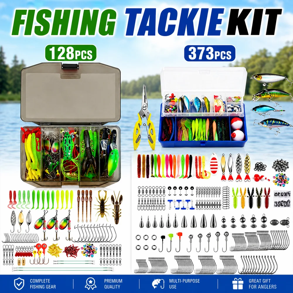 Kit de pesca con señuelos duros y blandos, cucharas, plomos - imagen 5