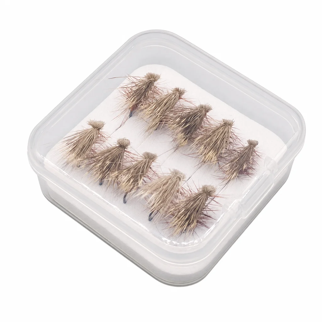 Mosca seca Caddis de pelo de ciervo natural para trucha