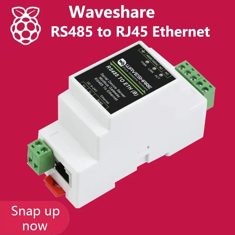 Convertidor RS485 a Ethernet Waveshare RJ45 TCP/IP en Riel PoE - imagen 4