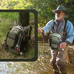 Goture Bolsa de pecho pesca mosca ultraligera con bolsillos