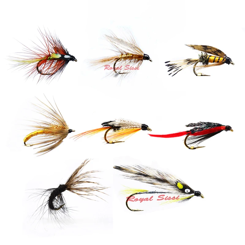 Conjunto de moscas de pesca en caja