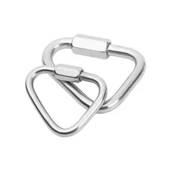 Mosquetón triangular conexión rápida de hierro galvanizado plateado