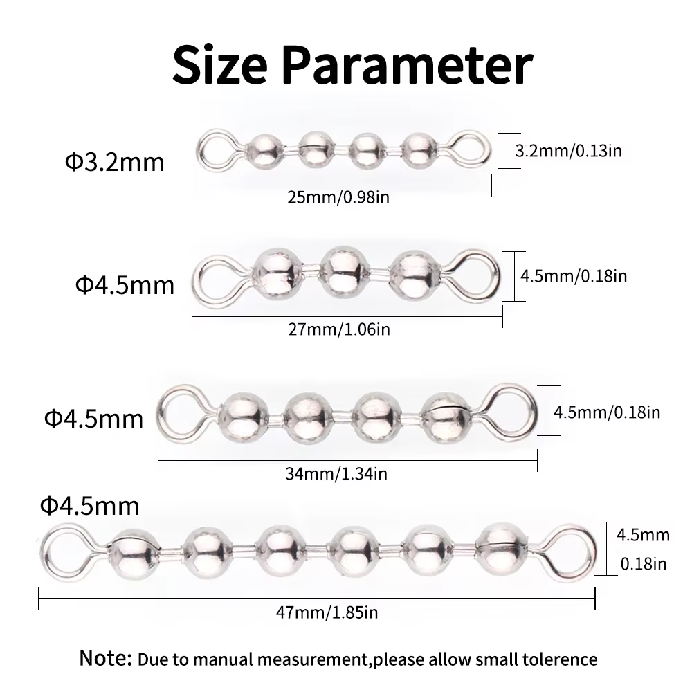 Cadena de bolas de acero inoxidable para pesca - Conectores giratorios - imagen 4