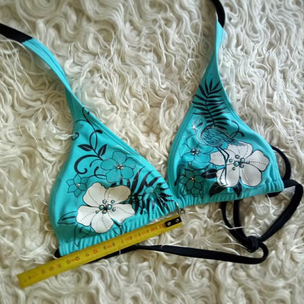 Bikini vintage floral Halter ajustable cintura baja para mujer