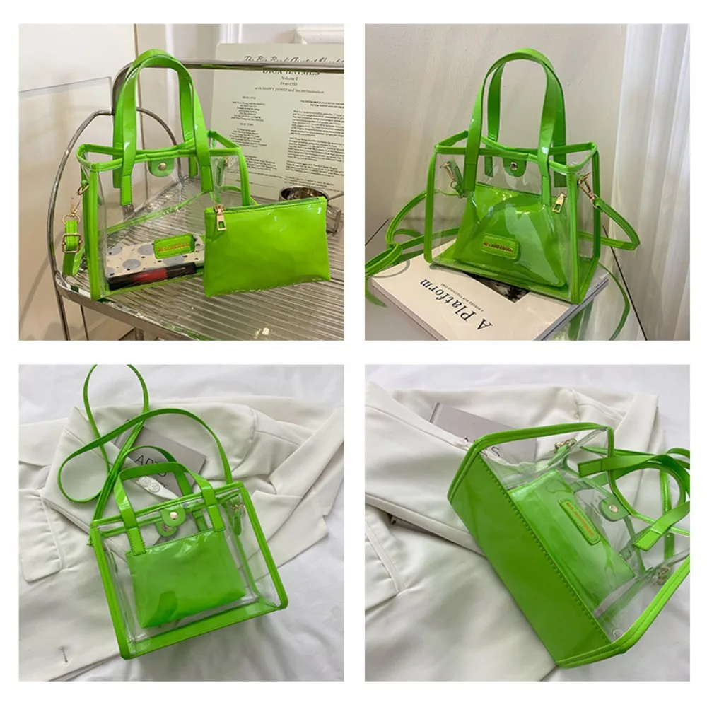 Bolso de hombro transparente de PVC portátil tipo tote - imagen 3