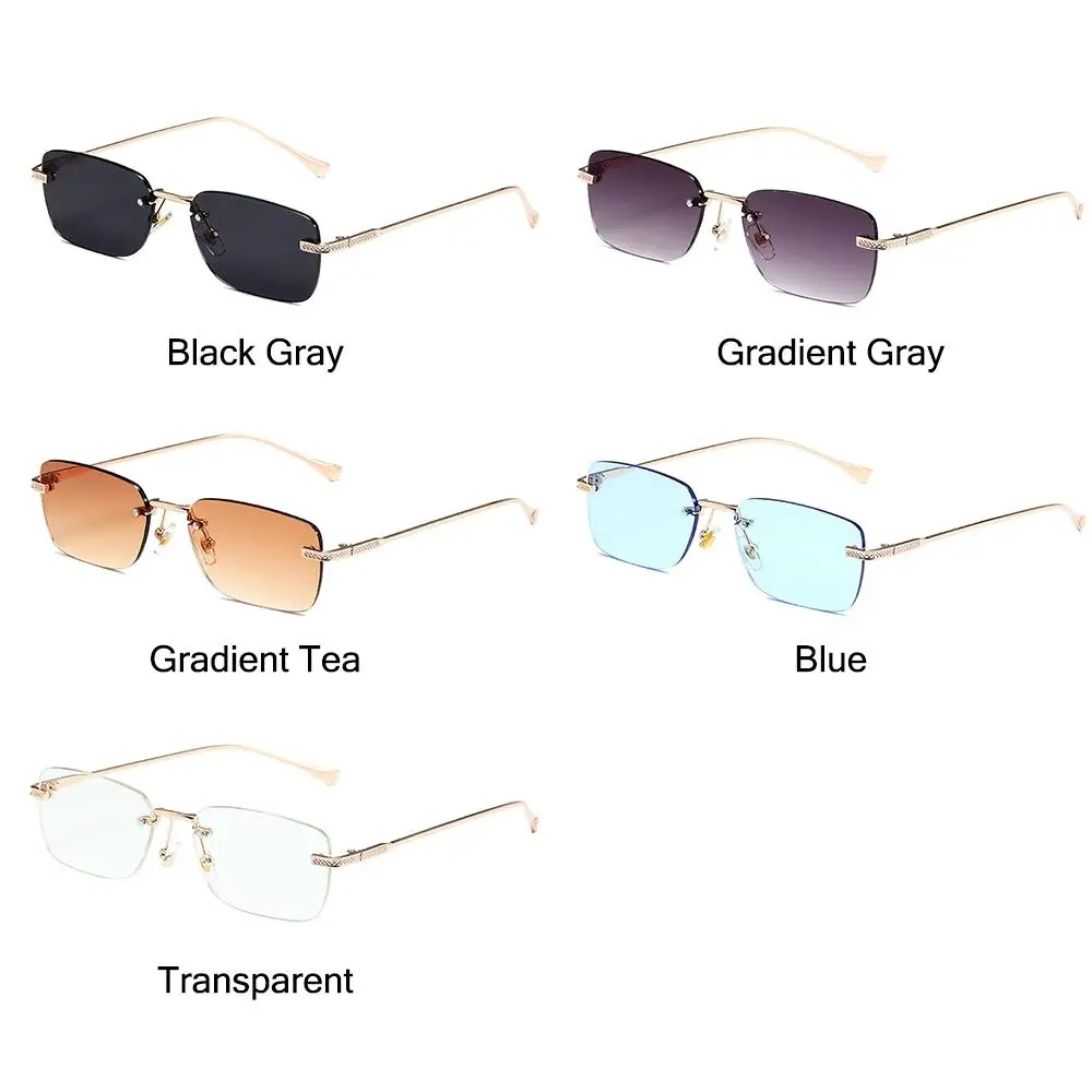 Gafas de sol sin montura estilo punk cuadradas UV400 para mujer - imagen 3