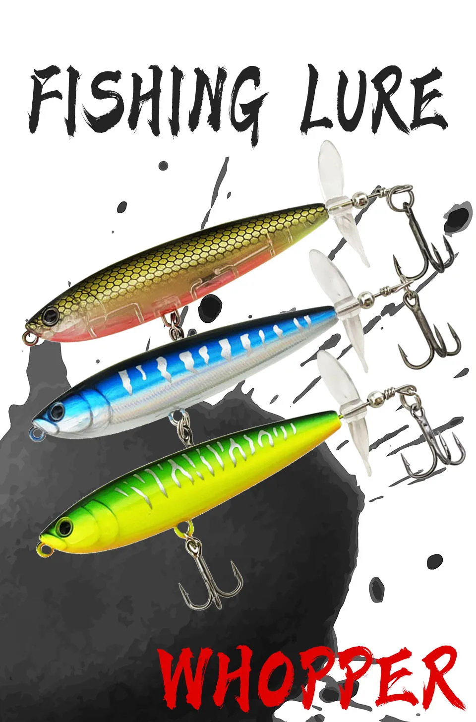 Señuelo WALK FISH Whopper Plopper en acción sobre la superficie