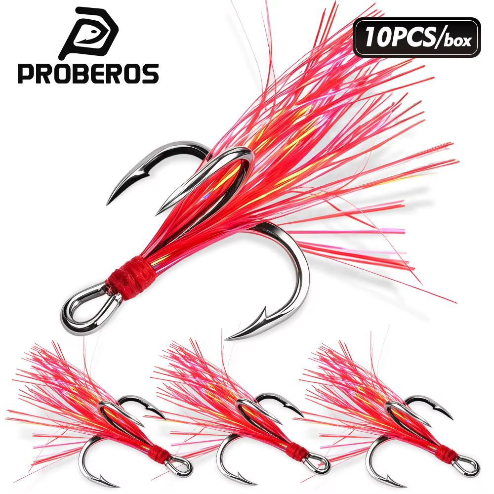 Anzuelos triples PROBEROS Flash Teaser con plumas para lubina - imagen 3