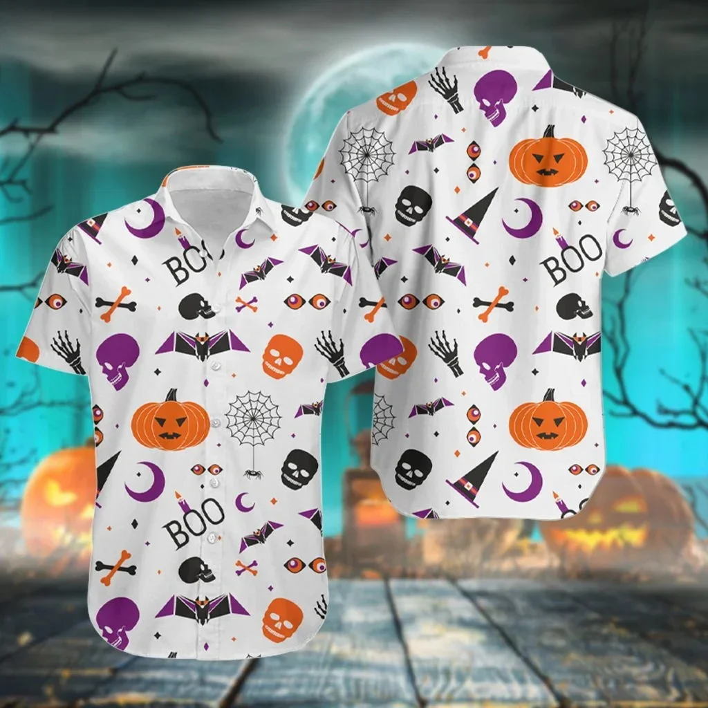 Camisa hawaiana 3D esqueleto y fantasma PLstar Cosmos verano playa - imagen 3