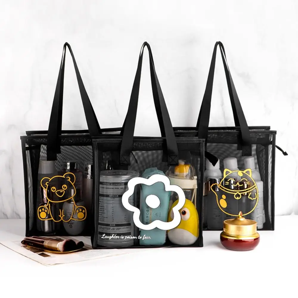 Bolso de playa transparente con cremallera y flores para hombro - imagen 3
